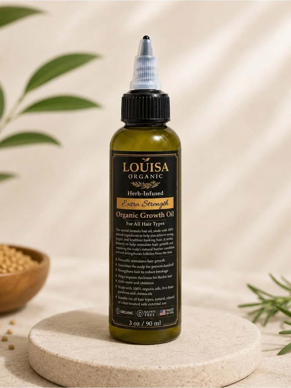 LOUISA ORGANIC EXTRA STRENGTH HAIR OIL – 3 OZ 🌿✨